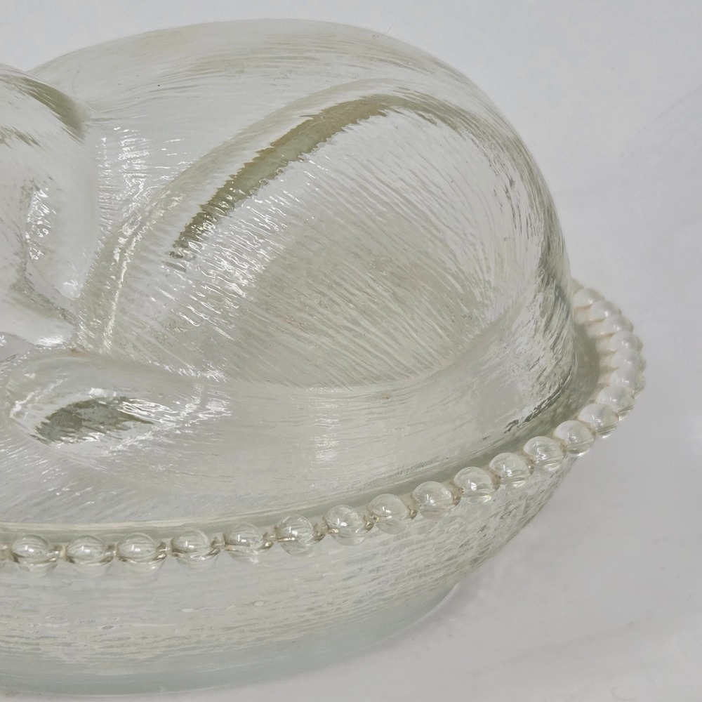 Vintage Cat On Nest Confections Indiana Glass KITTEN CANDY BOX Candy Dish - Picture 4 of 11